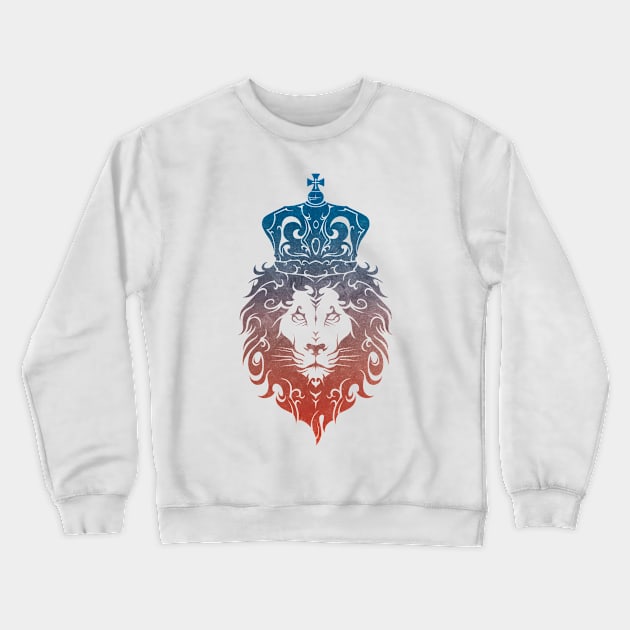 Tribal King Lion (BlueRed) Crewneck Sweatshirt by TurkeysDesign